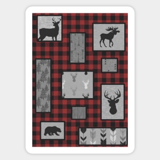 Copy of Rustic Deer Patchwork - Green/Grey Sticker